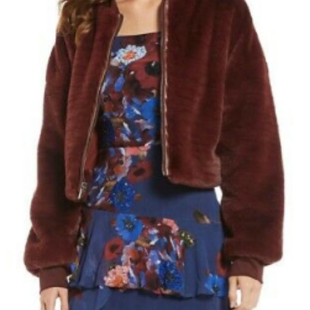NICOLE MILLER Faux Fur Bomber Jacket - Picture 5 of 8
